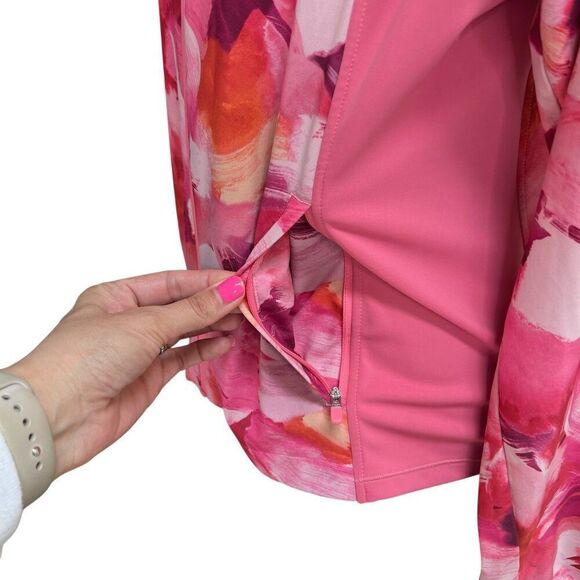Athleta Run With It Printed Floral Lightweight Jacket Full Zip Pink Size Small - Picture 8 of 12